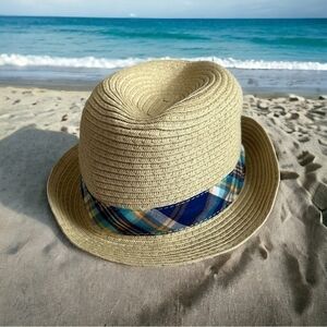 NWT Baby Boy Hat OLD NAVY Fashion Fedora Straw  Hat Short Brim Trilby Sun Hat